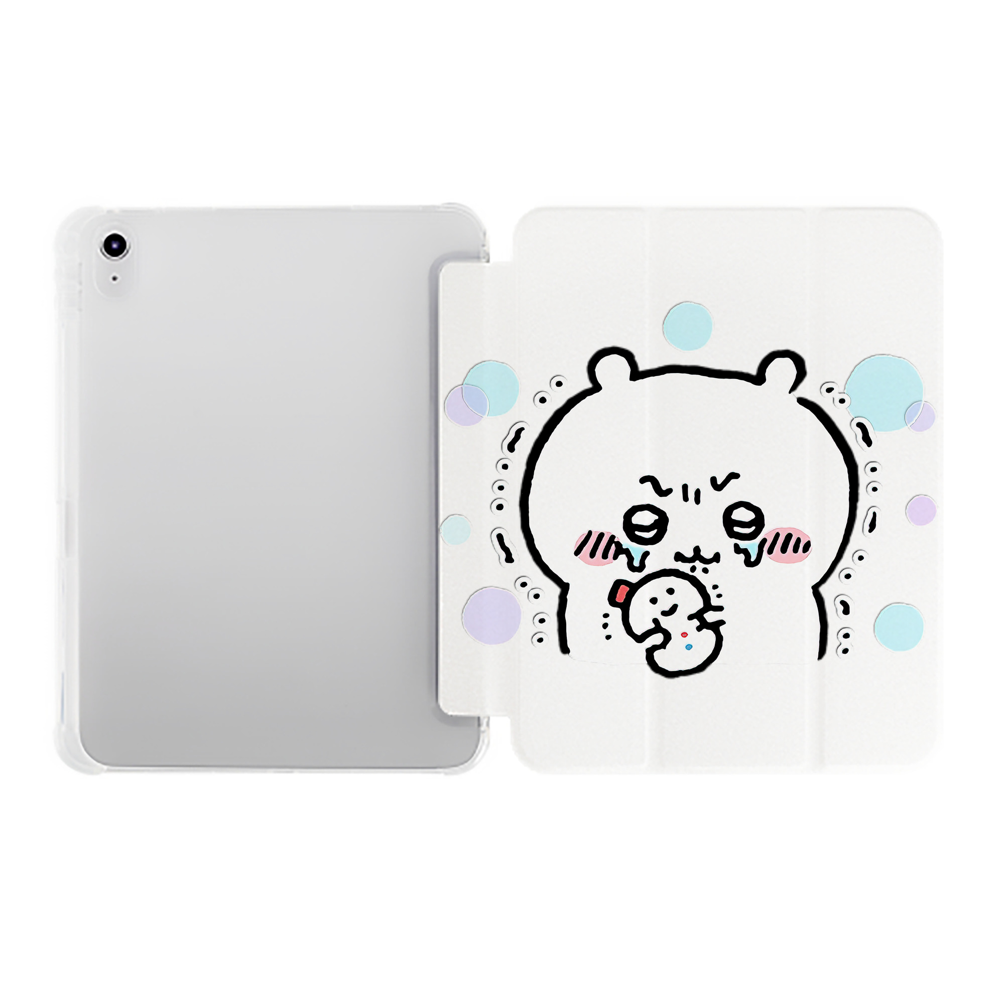 （画像用） ちいかわ ちいかわ Chii-kawa chiikawa IPad ケース ペン収納付き 三つ折りスタンド PUレザー×シリコン 対応機種9.5/10.5/10.9インチ